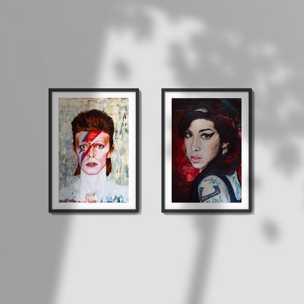 Amy Winehouse David Bowie wall art framed print
