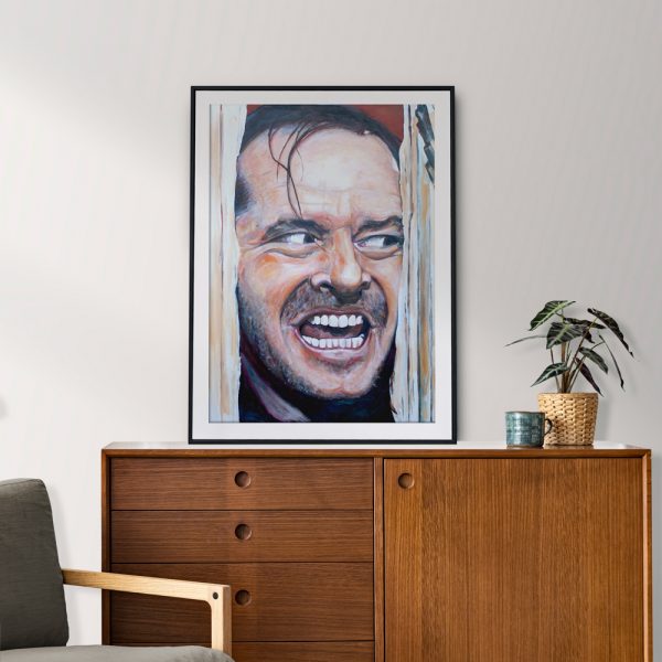 Jack Nicholson the Shining here's Johnny movie wall art framed print