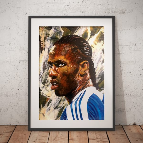 Didier Drogba Chelsea FC Champions League portrait wall art painting print poster