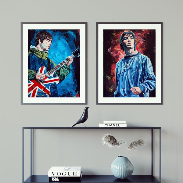 Liam Gallagher Noel Gallagher Oasis Maine Road wall art print painting giclee poster