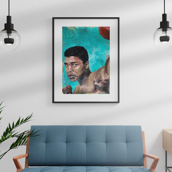 Muhammad Ali portrait painting wall art poster boxing framed print