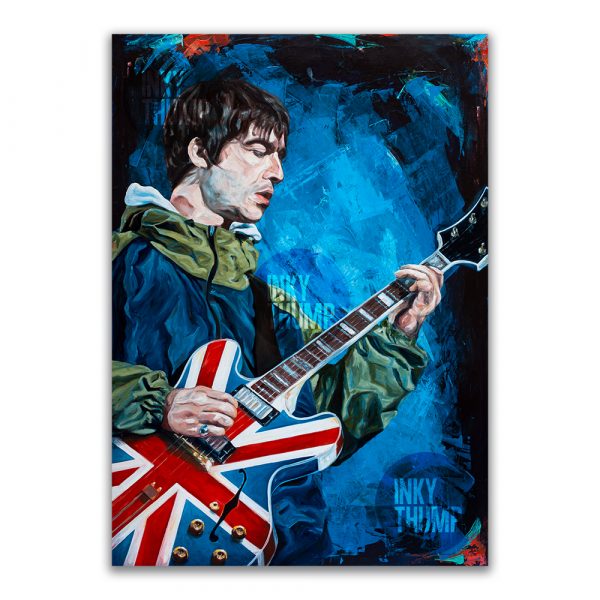 Noel Gallagher Oasis Union Jack Maine Road wall art print