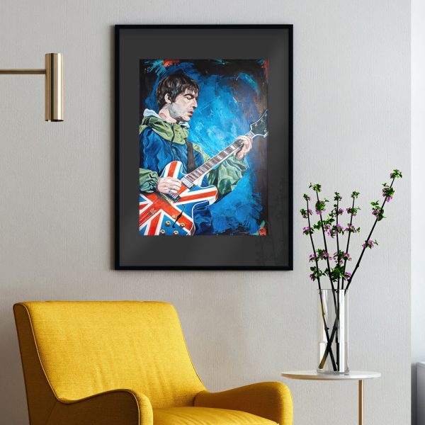 Noel Gallagher Oasis Union Jack Maine Road concert 1996 wall art framed print