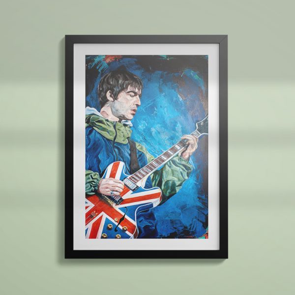 Noel Gallagher Oasis Union Jack Maine Road concert 1996 wall art framed print poster